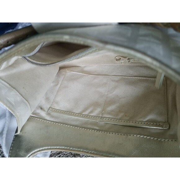 MICHAEL KORS Ivory  Signature Jacquard Fabric Gold Leather handbag - Picture 8 of 9